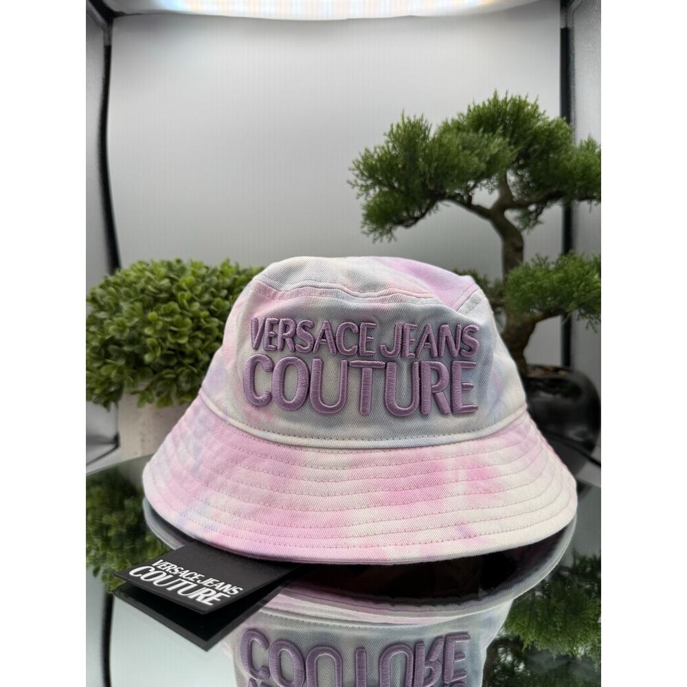 Versace Jeans Couture Lavender bucket hat in a pink and blue tie-dye